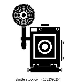 Retro camera Vintage photo camera face view icon black color vector illustration flat style simple image
