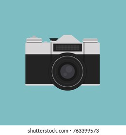 Retro camera or vintage vector illustration in flat style