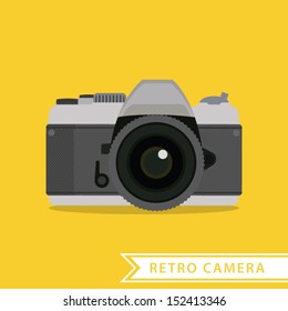 retro camera in yellow background