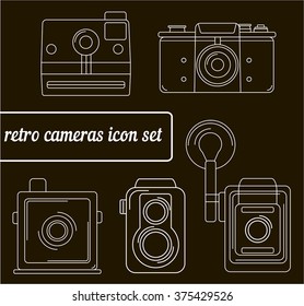 retro cameras icon set