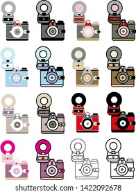 retro cameras icon vector set