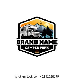 retro camper RV logo vector
