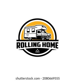 camioneta retro camper van - furgoneta de vagón - vehículo de vagón vector aislado