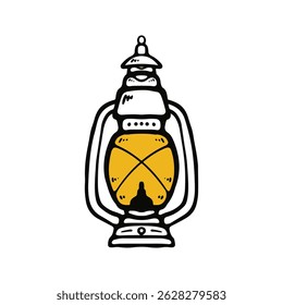 Retro camping lantern flat, lamp symbol, vector silhouette