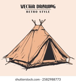 Retro Camping tent Vector Stock Illustration