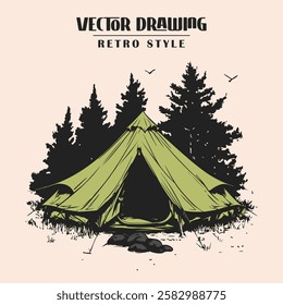 Retro Camping tent Vector Stock Illustration