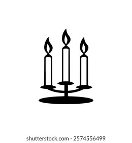 Retro candles in candlesticks icon silhouette vector illustration on white background.s 