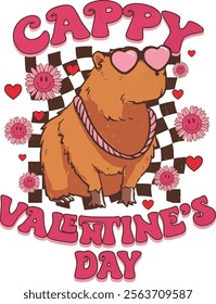 Retro Cappy Valentine's Day Capybara Lover