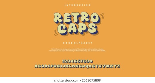 Retro Caps minimal 3d alphabet fonts. Typography colorful creative font. vector illustration