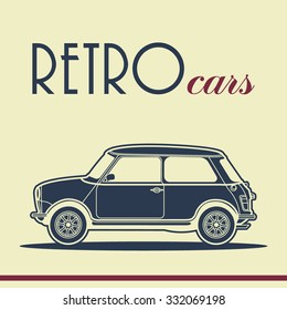 Retro car 70s silhouette  vector 