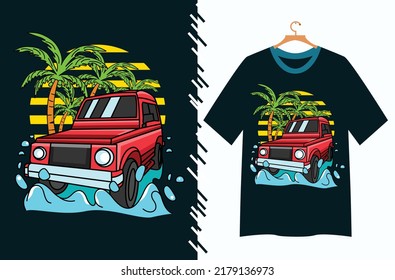retro car adventure for t shirt design