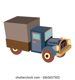 retro car with awning, cartoon illustration, isolated object on white background, vector, eps