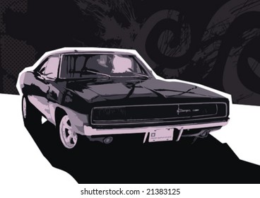 Retro car background. Vector illustration.