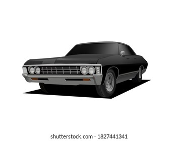 RETRO CAR BLACK HIGH VECTOR