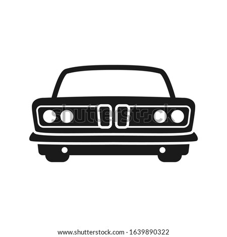 Retro car black isolated vector illustration. Old, vintage style automobile.
