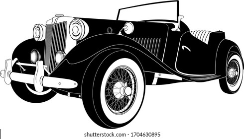 Retro car black and white