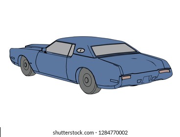 retro car blue vector
