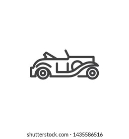 Retro car cabriolet line icon. Old model automobile linear style sign for mobile concept and web design. Vintage Car outline vector icon. Symbol, logo illustration. Vector graphics