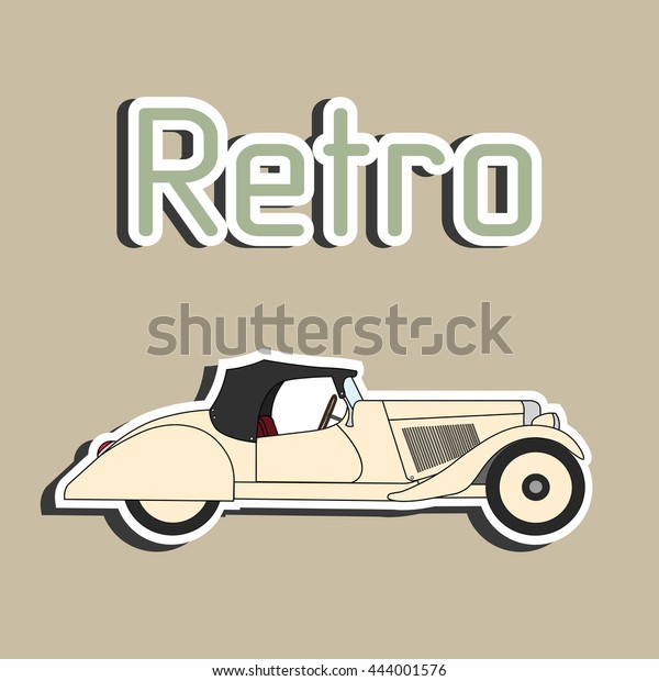Retro car cabriolet sticker. Vector cartoon\
Vintage old retro\
cabriolet.