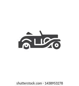 Retro car cabriolet vector icon. Old model automobile filled flat sign for mobile concept and web design. Vintage Car glyph icon. Symbol, logo illustration. Vector graphics
