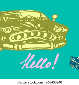 retro car card