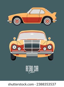 Retro car collection flat illustration vector classic vehicle vintage old era printable