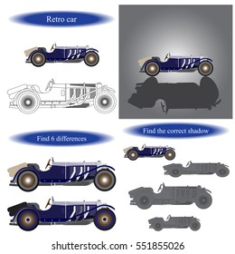 Retro car.  Coloring book  for children. Vector illustration.