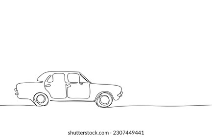 Retro car. Continuous line one drawing. Vector illustration. Simple line illustration.