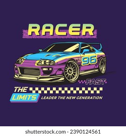 retro car design graphic t-shirt
