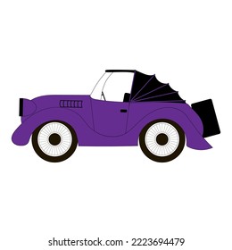 retro car, drawing on white background, vector illustration