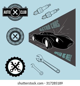 Retro car emblem logo elements 