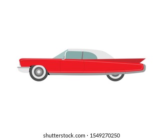 Retro car in a flat style on a white background. Vector illustration.