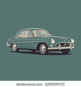retro car flat vector illustration. retro car hand drawing isolated vector illustration