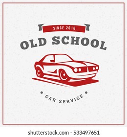Retro car flyer or poster design. Vector illustration