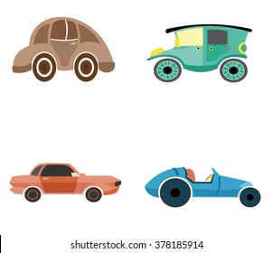 retro car icon set