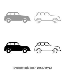 Retro car icon set grey black color