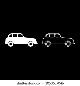 Retro car icon set white color