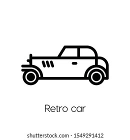 Retro car icon vector. Retro car symbol. Linear style sign for mobile concept and web design. Retro car symbol illustration. Pixel vector graphics - Vector.