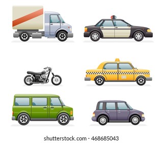 Retro Car Icons Realistic Design Vector Illustration