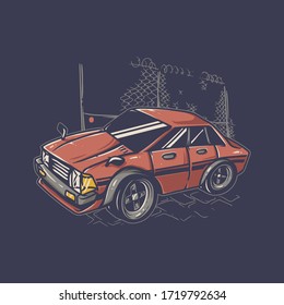 Retro car illustration. file vector editable