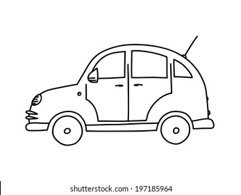 Retro Car illustration with some details. Black and white