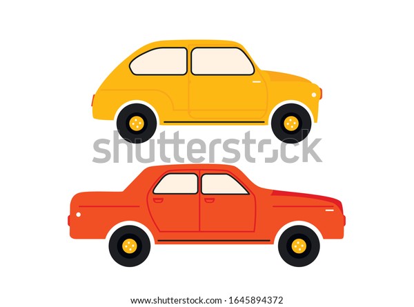 Retro car illustration. Vintage cars icons isolated on
white background. 