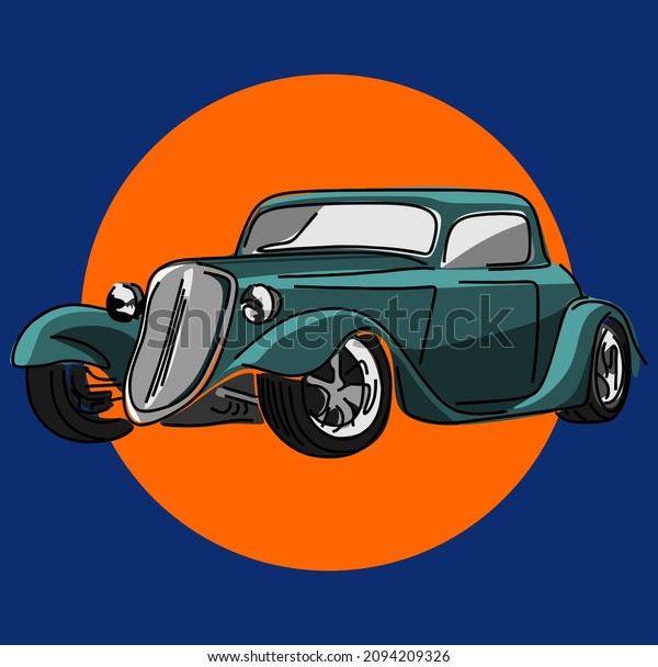 retro car in an isolated\
comic design