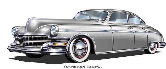 Retro car isolated on white background