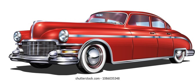 Retro car isolated on white background