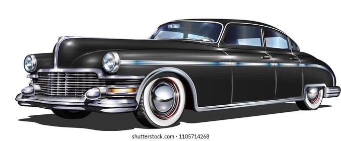 Retro car isolated on white background