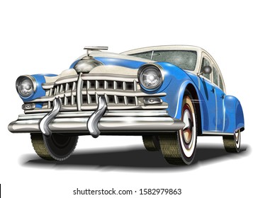 Retro car isolated on white background. 