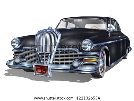 Retro car isolated on white background.
