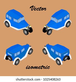 Retro car in isometric. Classic car of 30th years of the last century