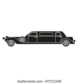 Retro car or limousine icon as a coach,  flat design. Vector illustration.